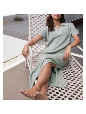 NWT Haven Well Within Organic Cotton Knit Johnny Collar Dress Sage Women’s Large thumbnail 13