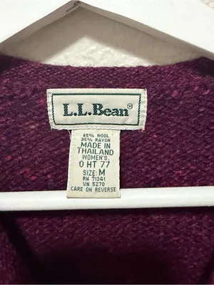 L.L. Bean Heathered Wool Blend Button Front Sweater Vest Rustic Cottagecore M Purple Size M thumbnail 3