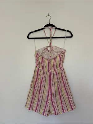 Old Navy Colorful Striped Romper with halter neck thumbnail 3