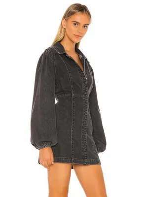 Free People Black Mia Denim Mini Dress Small thumbnail 7