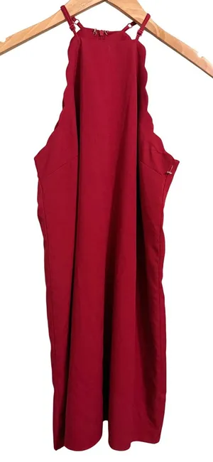 Lulus Red Scalloped Neck Halter Mini Dress Women's Size S‎ Cocktail Party thumbnail 1