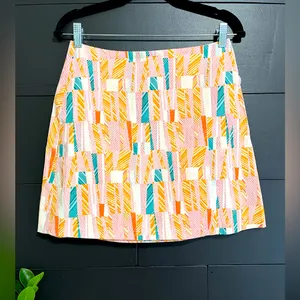 JUNE & HUDSON Boho Unique Fit & Flare Colorful Geo Skirt Sz Small EUC thumbnail 1