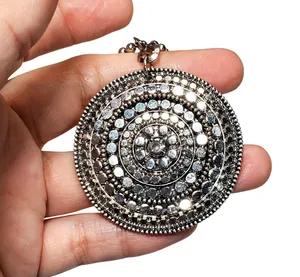Chico’s Roxi Double Chain Silver Tone Medallion Pendant 24" thumbnail 3