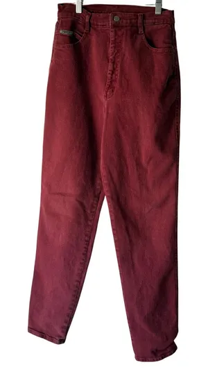 Vintage Roper 80s Burgundy Red Denim Jeans High Waisted Straight Western 26 Tall thumbnail 1