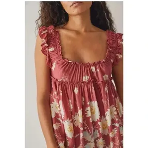 NWT Free People Intimately Bali Wild Daisy Slip Mini Dress Renaissance Red Combo thumbnail 2