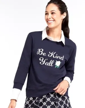 Draper James Be Kind Y'all Navy Blue Sweatshirt thumbnail 1