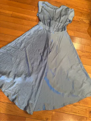 Petal & Pup Amanda High-Low Satin Tie-Front Dress - Dusty Blue Size 8 EUC thumbnail 6
