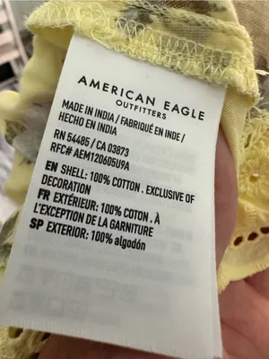 American Eagle Yellow Floral Ruffle Lace-Trim Women's Top thumbnail 6