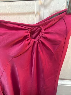 Sans Souci Magenta Satin Ring Front Midi Skirt with Slit thumbnail 2