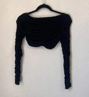 NWT House of CB Yili long sleeve black crop top size XS thumbnail 6