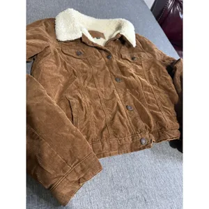 BBJ Los Angeles Women's Brown Cotton Sherpa Lined Trucker Jacket Pockets Sz XL thumbnail 5