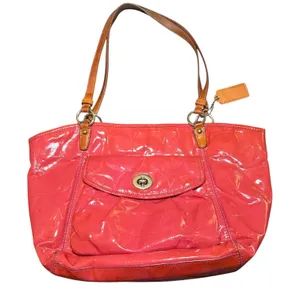 Coach Pink Patent Leather Signature C Embossed Tote‎ Bag with Turnlock Pocket thumbnail 7