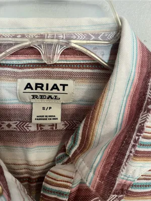 Ariat Striped Western Shirt in Rust, Cream & Teal Accents thumbnail 3