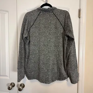 Avia Womens Quarter Zip Pullover Space Dye Marled Active Top Black White XL thumbnail 3