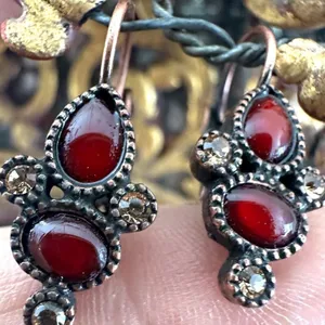 Copper tone and red earrings thumbnail 2