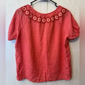 J. Crew Vintage closet Coral Embroidered boho Blouse top 4‎ thumbnail 5