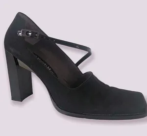 🔥 Square Toe Pump w/Strap Black Size 7 thumbnail 1