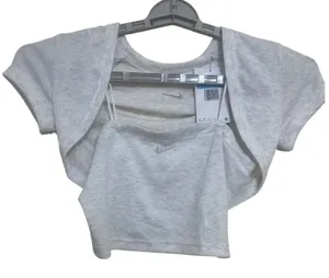 Nike Cami and Shrug Set Womens Size M Grey New Ribbed Logo HJ1299-051 thumbnail 1