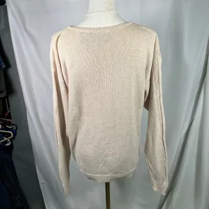 Cottage Essentials Embroidered Floral‎ Sweater Beige Ramie Cotton M Vintage thumbnail 14