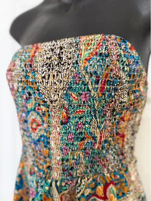 Multicolor paisley strapless dress Blue Size M thumbnail 5