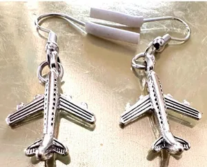 Airplane Earrings New Flight Attendant Gulfstream Aviation Travel Dangle Hooks thumbnail 1