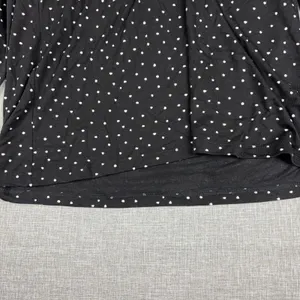 Garnet Hill Blouse Womens XS Black Off Shoulder 3/4 Sleeve Polka Dot Jersey Top thumbnail 3