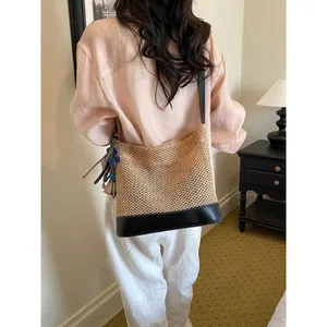 Chic Carryalls Leather Trim Woven Shoulder Bag thumbnail 9