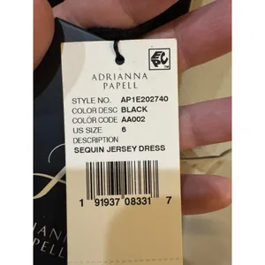 Adrianna Papell Embellished Illusion-Yoke Gown Sequin Jersey Dress Size 6 Black thumbnail 8