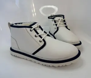 UGG Neumel Chukka Boot Men 9 White Leather 1133777 UGGplush Black Accents Ankle thumbnail 1