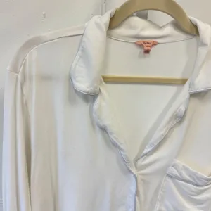 Eberjey Gisele Pajama Top White Modal Long Sleeve Button Down Sleep Shirt S thumbnail 5