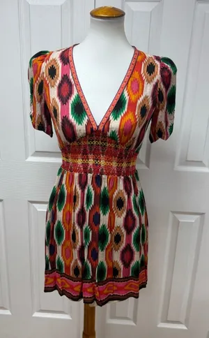 Alice & Olivia Tatiana Printed Multicolor Mini Dress -‎ Size 4. thumbnail 1