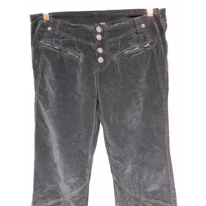 Free People Hit‎ Back Slim Flare Pants Black Velvet Women's Size 8 thumbnail 3
