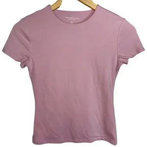 Abercrombie & Fitch AF Essential Baby Tee Pink Knit Short Sleeve Shirt Size XS thumbnail 1