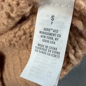Aerie Women's Small Brown Chunky Knit Oversized Sweater Crew Neck Wool Blend thumbnail 9