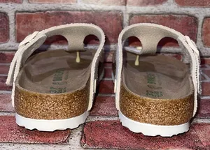 Pre-Owned Birkenstock Gizeh Canvas Vegan Thong Sandal Eggshell Beige Size 6 thumbnail 5