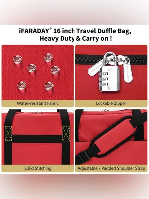 Red Travel Weekend Bag / Personal or Carry-On Bag thumbnail 6