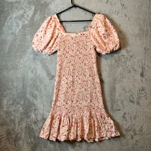 Anthropologie Another Love Pink Floral Smocked Puff Sleeve Dress Cottagecore New thumbnail 3
