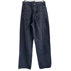 7 For All Mankind Jennifer Beaded Baggy Jeans Wide Leg Women's 26 Faded Black thumbnail 2
