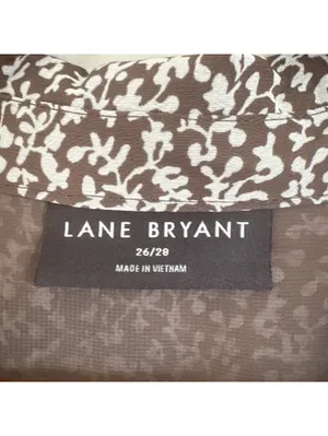 Lane Bryant Sheer Chiffon Blouse Womens 26 28 Brown White Floral Lined Top EUC thumbnail 3