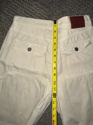 Hidden Jeans Size 27 Women’s Straight Mid Rise Carpenter Cream Denim EUC thumbnail 4