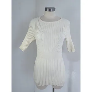 Sundance Cream Ribbed Organic Cotton Chevron Knit Elbow Sleeve Top M thumbnail 5