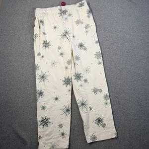 SOMA Women's Small Embraceable Pajama Set Long Sleeve Cream Snowflake Winter thumbnail 11