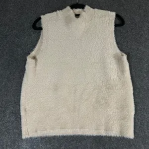 Bailey 44 Womens Eyelash Knit Mock Neck Sleeveless Sweater Vest Tan Beige Large thumbnail 2