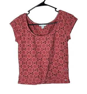 American Eagle Cut Out Flower Eyelet Lace Crop‎ Top Size XS thumbnail 1