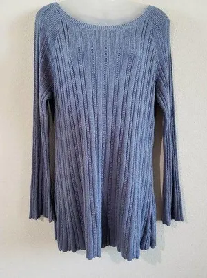 Modcloth Boatneck Long Sleeve Ribbed Cable Knit Pullover Tunic Sweater Large thumbnail 1