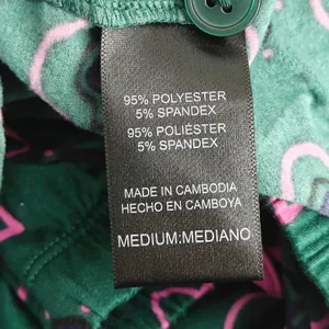 Room Service Shawl Collar Pajama Set Green Geo Womens Medium thumbnail 4