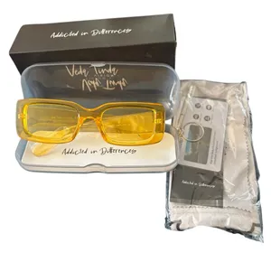 Veda Tinda Vision Sunglasses YELLOW Rectangle Lucite Includes Case Cloth NIB thumbnail 5