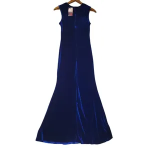 NWT Sapphire Blue Velvet & Black Lace Maxi Dress Whimsigoth‎ Gothic Witchy - M thumbnail 3