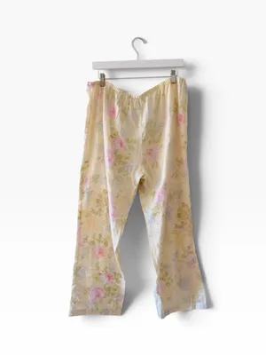 Lauren Ralph Lauren Blue Yellow Pink Floral Embroidered pajama set SZ M #2670 thumbnail 6