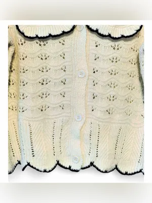 Anthropologie Women’s Collared Pointelle Button Front Cardigan Sweater Size L thumbnail 13